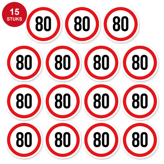 Max snelheid 80 sticker 5 cm | 15 stuks | Weersbestendig vinyl - 15 stuks
