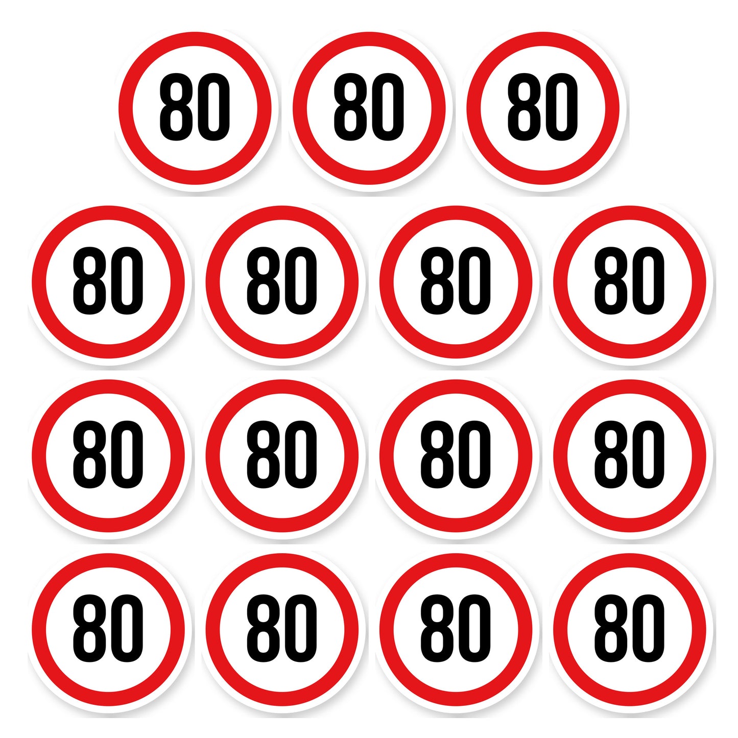 Max snelheid 80 sticker 5 cm | 15 stuks | Weersbestendig vinyl - set van 15 stickers