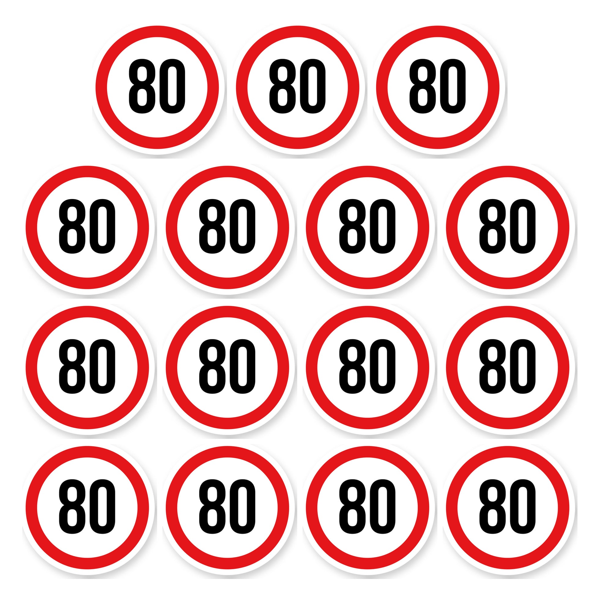 Max snelheid 80 sticker 5 cm | 15 stuks | Weersbestendig vinyl - set van 15 stickers
