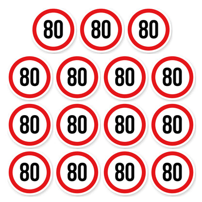 Max snelheid 80 sticker 5 cm | 15 stuks | Weersbestendig vinyl - set van 15 stickers