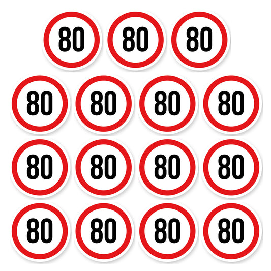 Max snelheid 80 sticker 5 cm | 15 stuks | Weersbestendig vinyl - set van 15 stickers