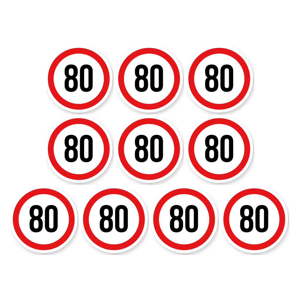 Max snelheid 80 sticker 10 cm | 10 stuks | Weersbestendig vinyl - set van 10 stickers