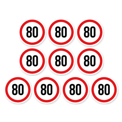 Max snelheid 80 sticker 10 cm | 10 stuks | Weersbestendig vinyl - set van 10 stickers