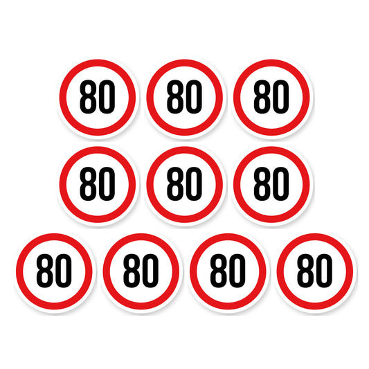 Max snelheid 80 sticker 10 cm | 10 stuks | Weersbestendig vinyl - set van 10 stickers