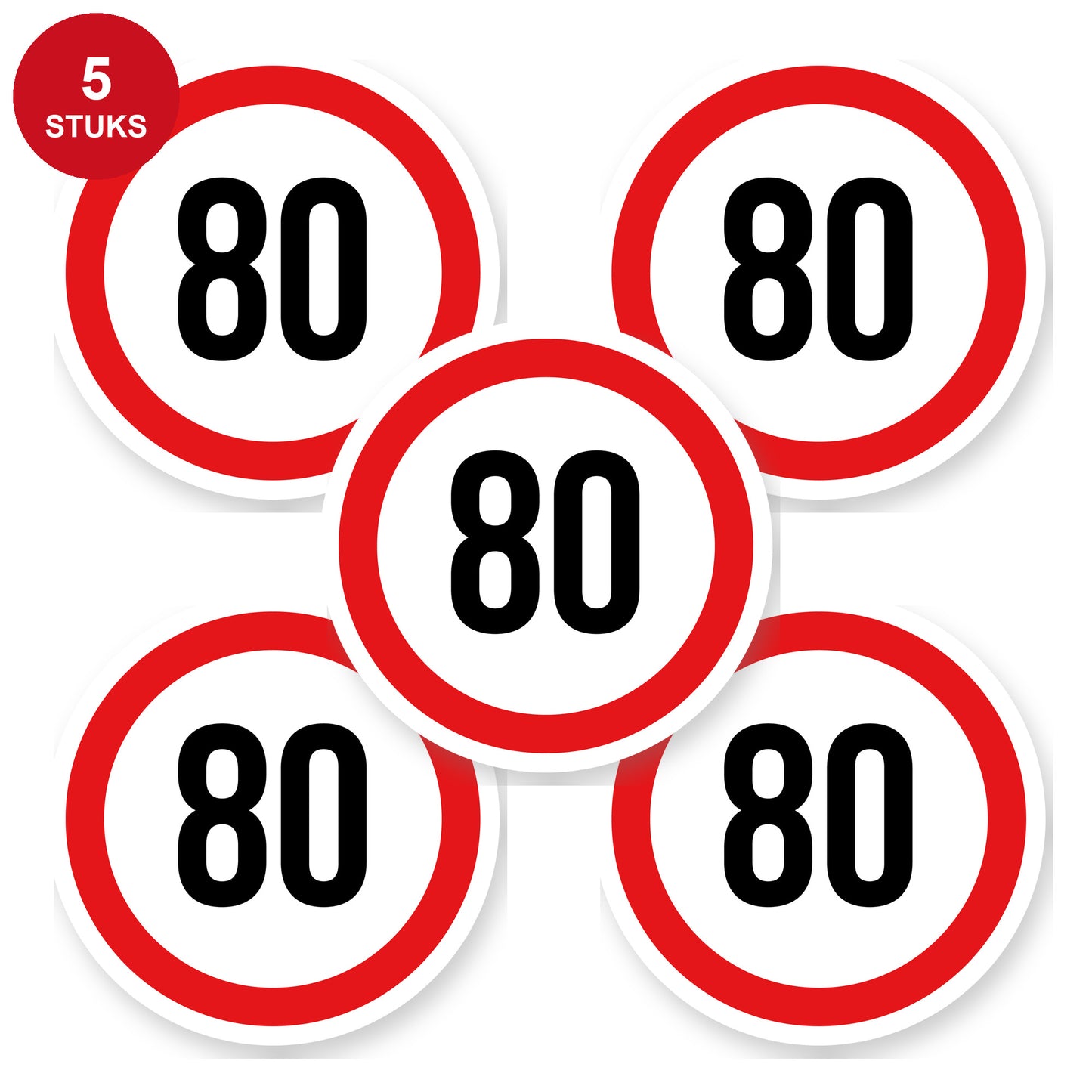 Max snelheid 80 sticker 20 cm | 5 stuks | Weersbestendig vinyl - 5 stuks