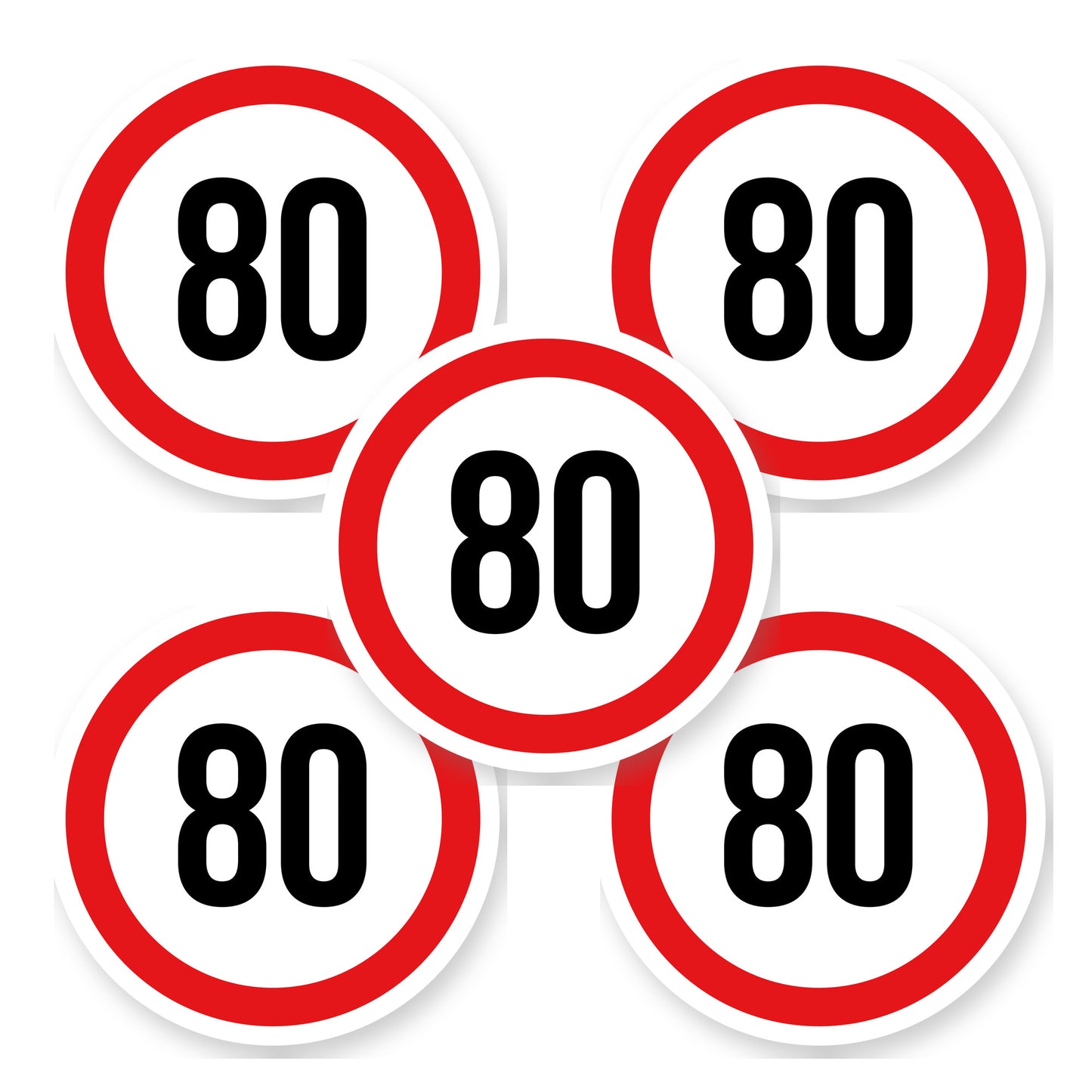 Max snelheid 80 sticker 20 cm | 5 stuks | Weersbestendig vinyl - set van 5 stickers