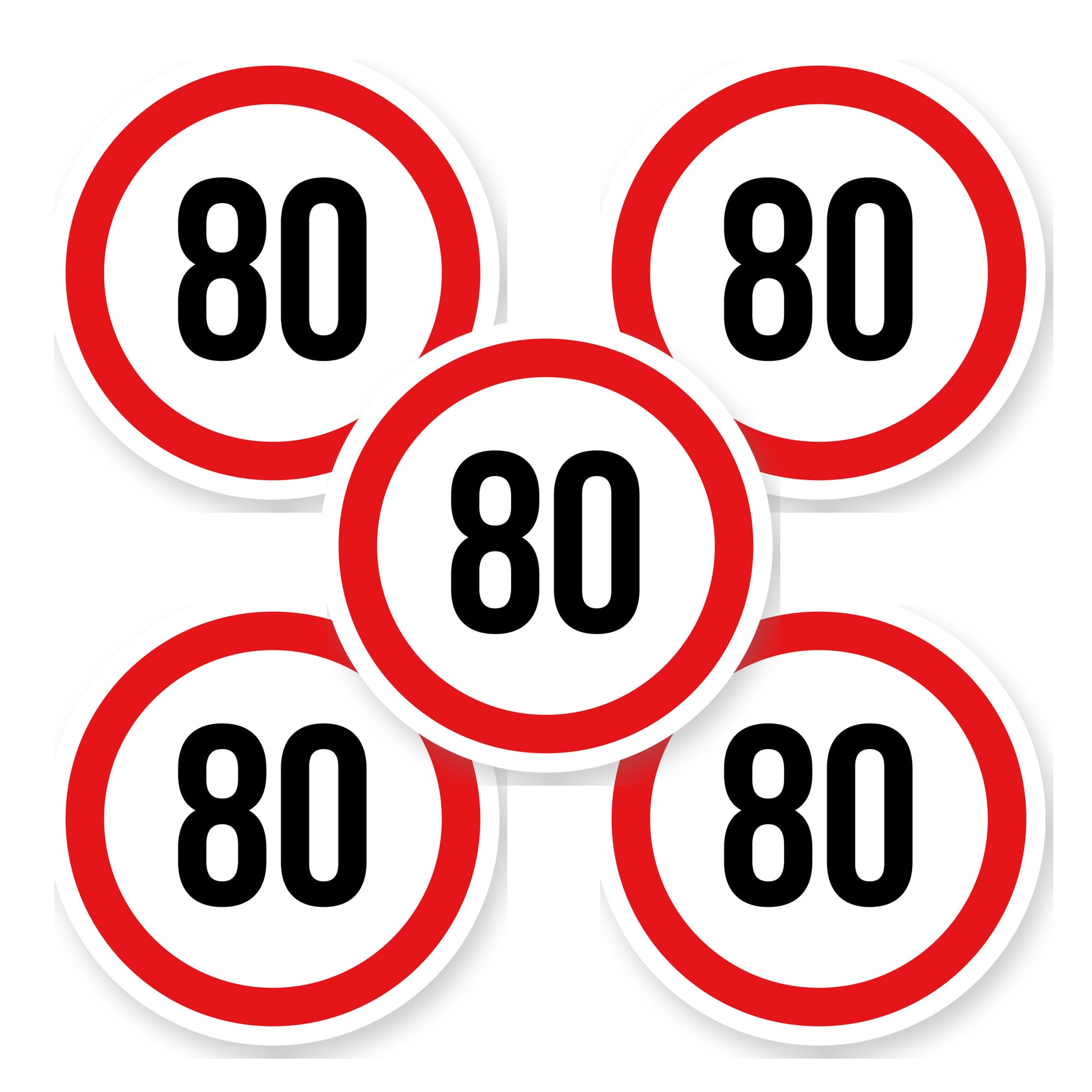 Max snelheid 80 sticker 20 cm | 5 stuks | Weersbestendig vinyl - set van 5 stickers