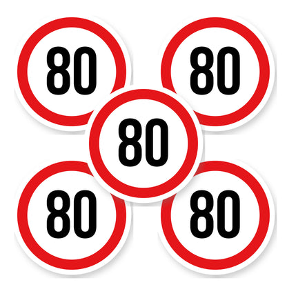 Max snelheid 80 sticker 20 cm | 5 stuks | Weersbestendig vinyl - set van 5 stickers