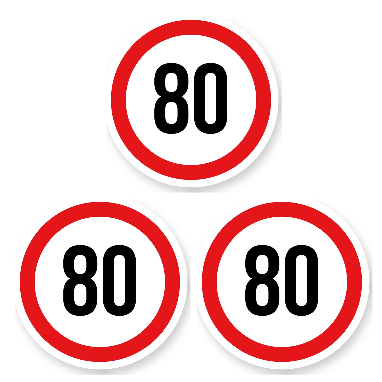 Max snelheid 80 sticker 25 cm | 3 stuks | Weersbestendig vinyl - set van 3 stickers