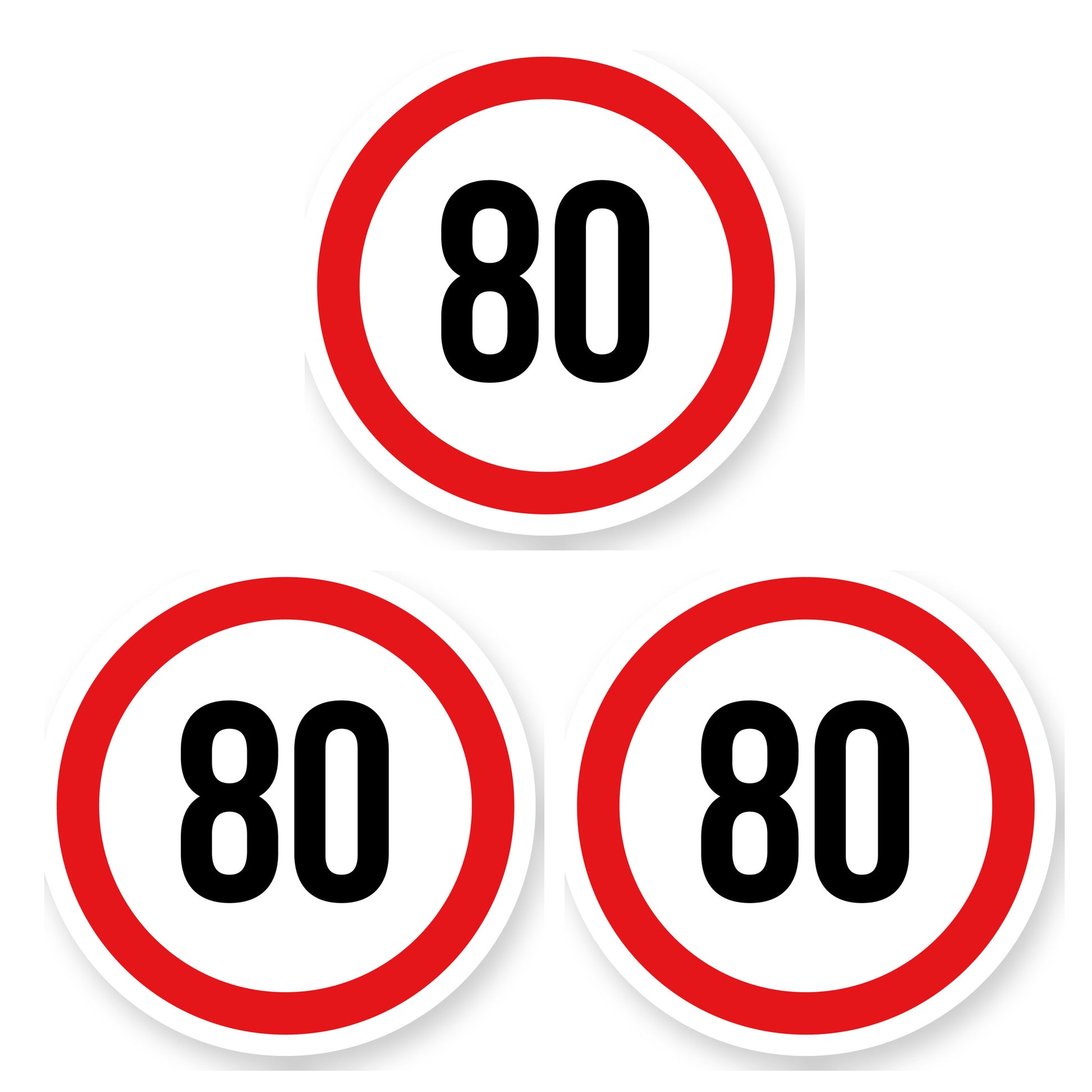 Max snelheid 80 sticker 25 cm | 3 stuks | Weersbestendig vinyl - set van 3 stickers