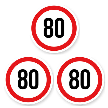 Max snelheid 80 sticker 25 cm | 3 stuks | Weersbestendig vinyl - set van 3 stickers