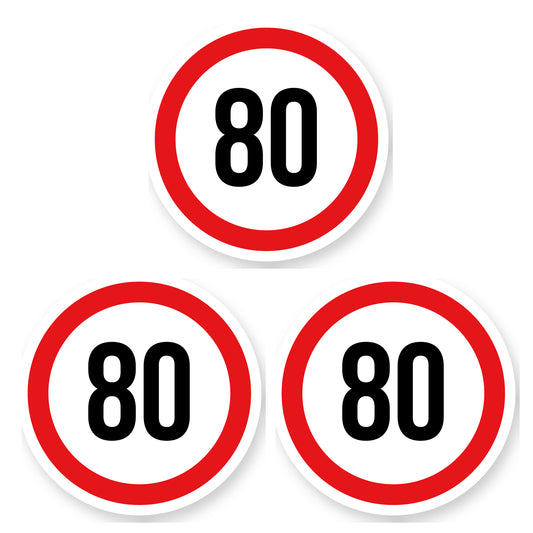 Max snelheid 80 sticker 25 cm | 3 stuks | Weersbestendig vinyl - set van 3 stickers