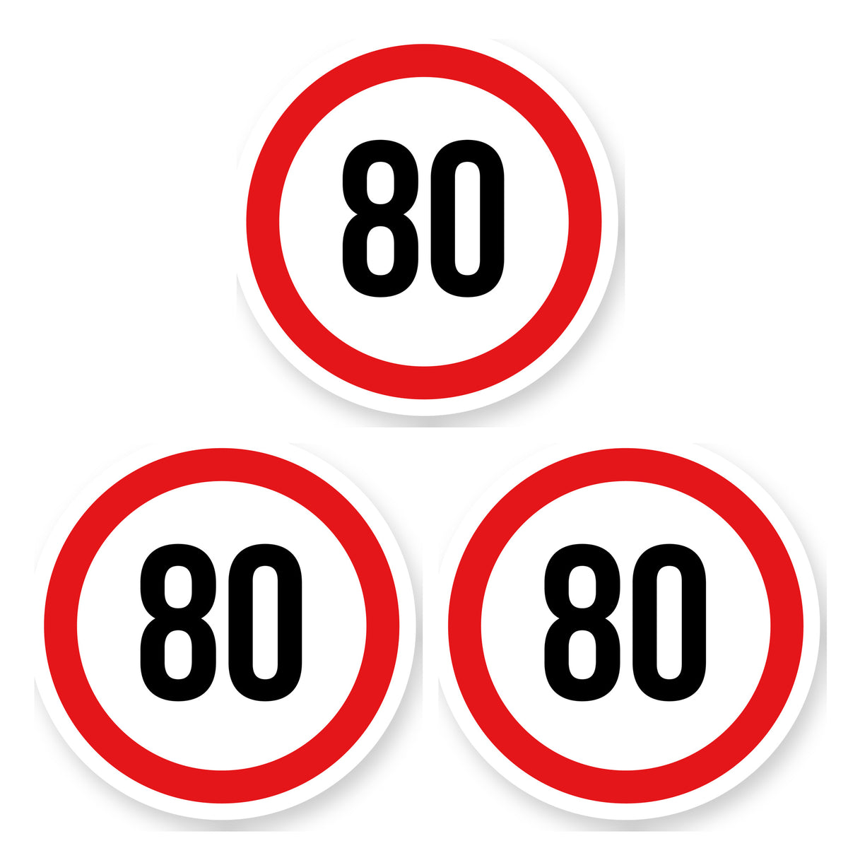 Max snelheid 80 sticker 30 cm | 3 stuks | Weersbestendig vinyl - set van 3 stickers