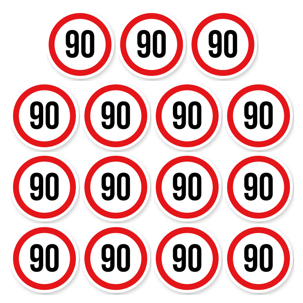 Max snelheid 90 sticker 5 cm | 15 stuks | Weersbestendig vinyl - set van 15 stickers
