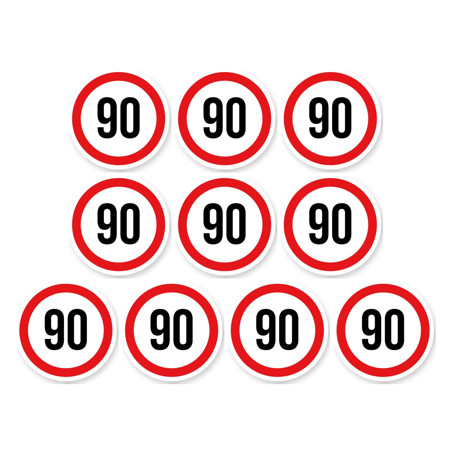 Max snelheid 90 sticker 10 cm | 10 stuks | Weersbestendig vinyl - set van 10 stickers