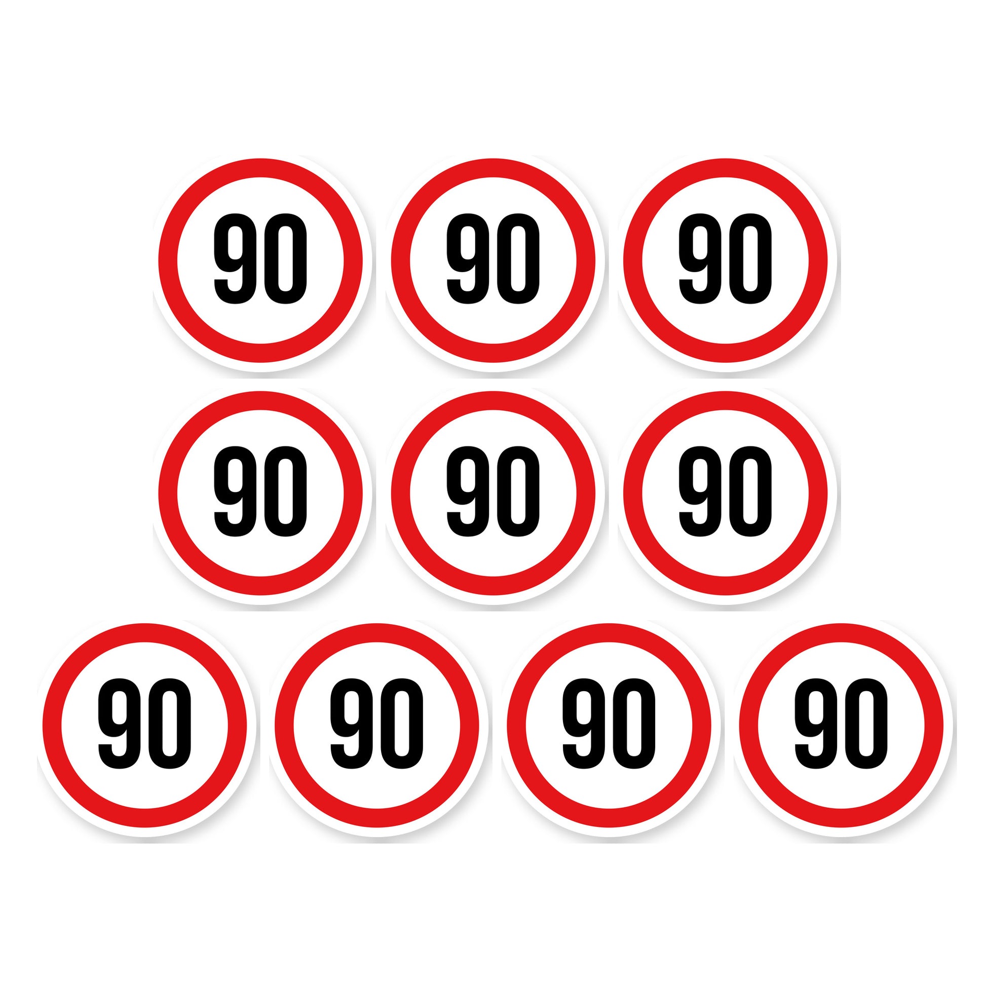 Max snelheid 90 sticker 10 cm | 10 stuks | Weersbestendig vinyl - set van 10 stickers