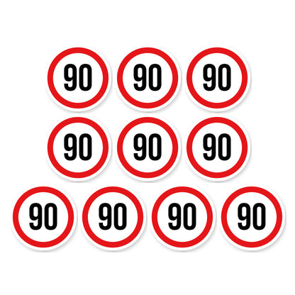 Max snelheid 90 sticker 10 cm | 10 stuks | Weersbestendig vinyl - set van 10 stickers