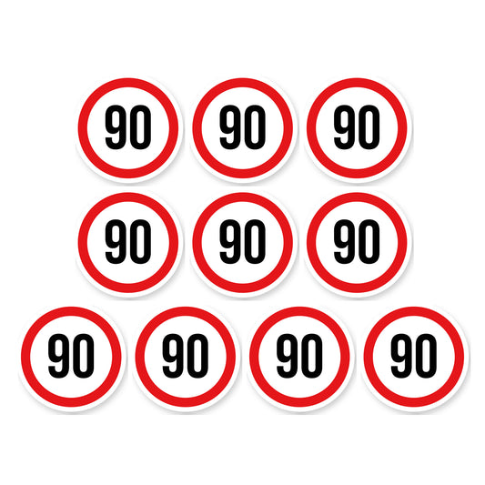 Max snelheid 90 sticker 10 cm | 10 stuks | Weersbestendig vinyl - set van 10 stickers