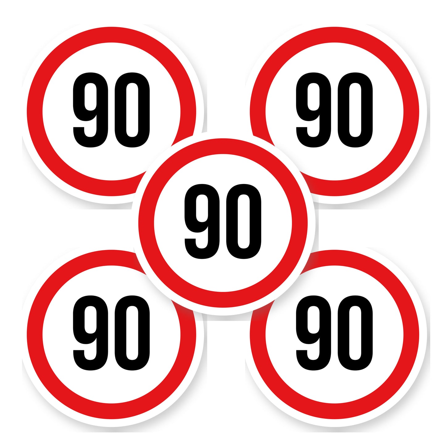 Max snelheid 90 sticker 15 cm | 5 stuks | Weersbestendig vinyl - set van 5 stickers