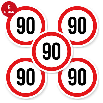 Max snelheid 90 sticker 20 cm | 5 stuks | Weersbestendig vinyl - 5 stuks