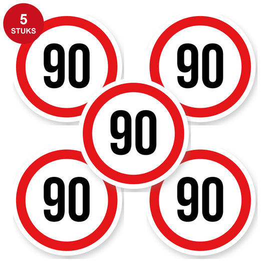 Max snelheid 90 sticker 20 cm | 5 stuks | Weersbestendig vinyl - 5 stuks