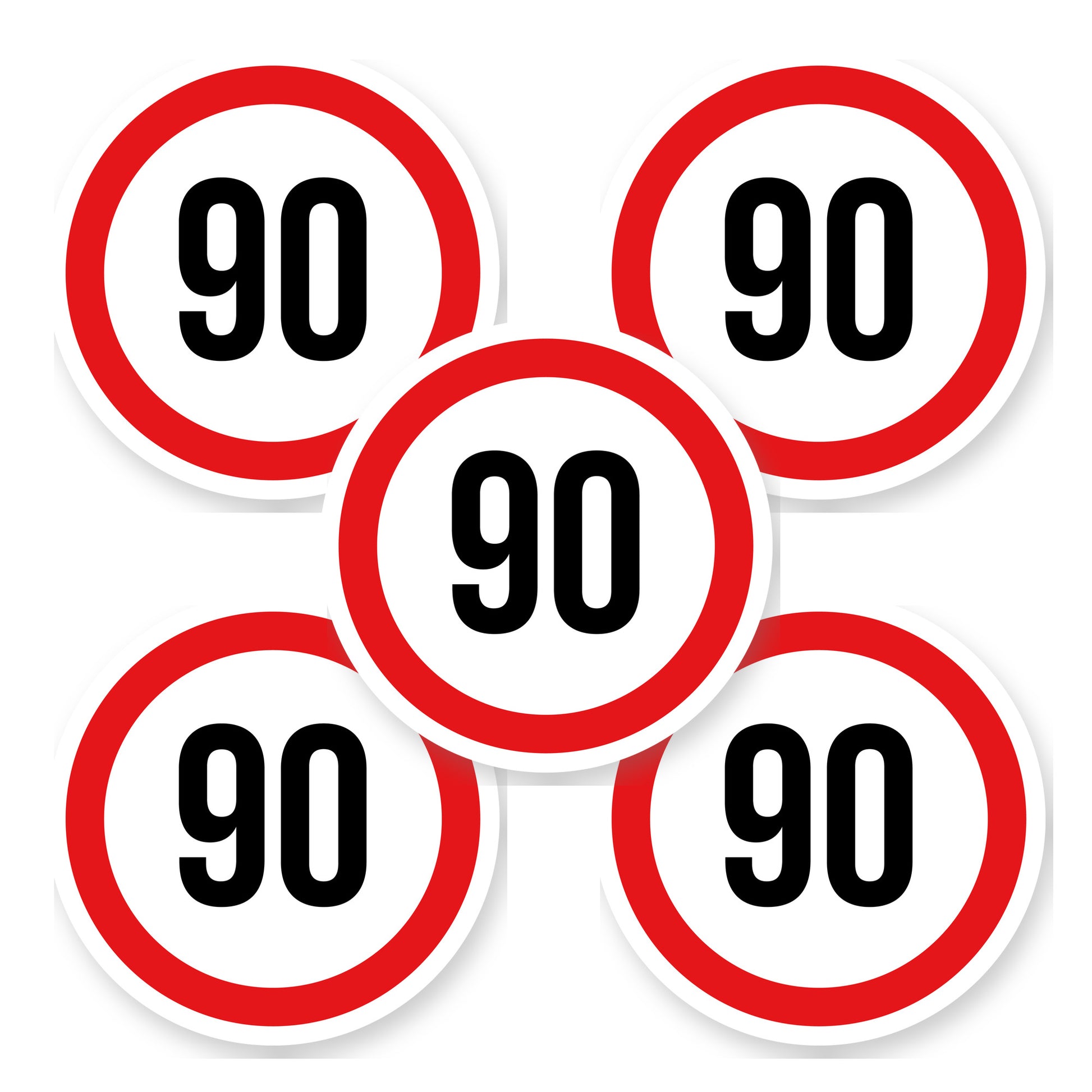 Max snelheid 90 sticker 20 cm | 5 stuks | Weersbestendig vinyl - set van 5 stickers
