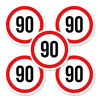Max snelheid 90 sticker 20 cm | 5 stuks | Weersbestendig vinyl - set van 5 stickers