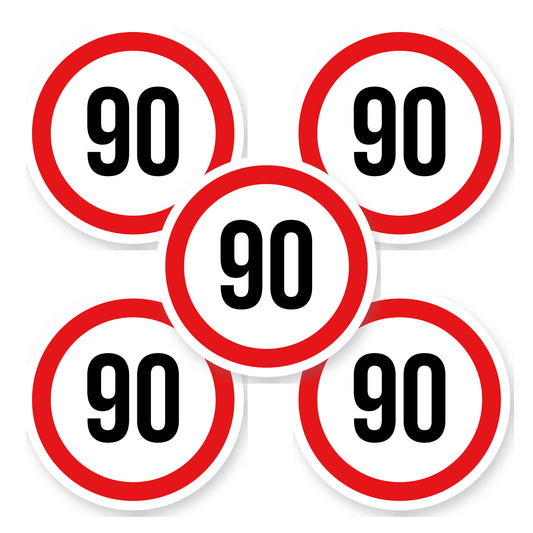 Max snelheid 90 sticker 20 cm | 5 stuks | Weersbestendig vinyl - set van 5 stickers