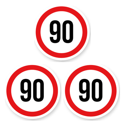 Max snelheid 90 sticker 25 cm | 3 stuks | Weersbestendig vinyl - set van 3 stickers