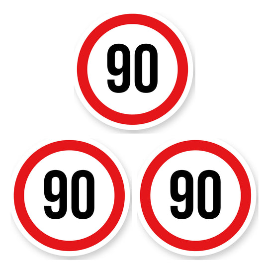 Max snelheid 90 sticker 25 cm | 3 stuks | Weersbestendig vinyl - set van 3 stickers