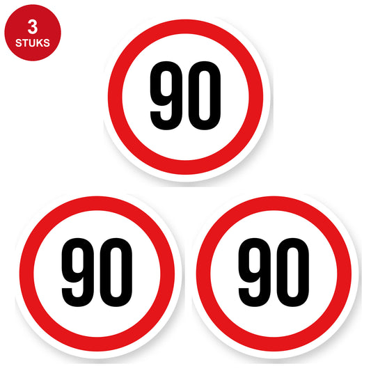 Max snelheid 90 sticker 30 cm | 3 stuks | Weersbestendig vinyl - 3 stuks