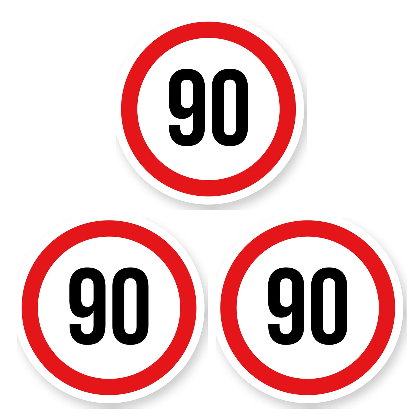 Max snelheid 90 sticker 30 cm | 3 stuks | Weersbestendig vinyl - set van 3 stickers
