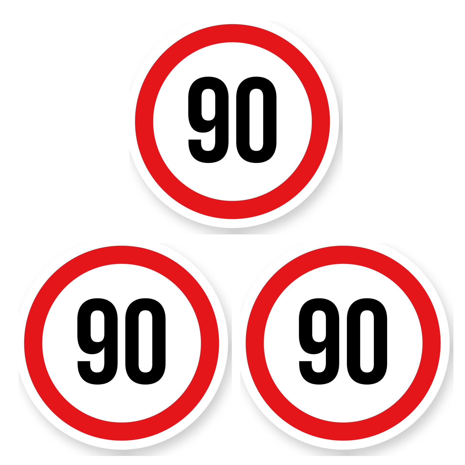 Max snelheid 90 sticker 30 cm | 3 stuks | Weersbestendig vinyl - set van 3 stickers