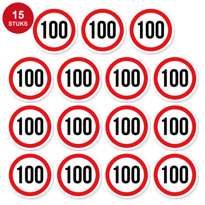 Max snelheid 100 sticker 5 cm | 15 stuks | Weersbestendig vinyl - 15 stuks