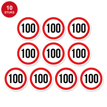 Max snelheid 100 sticker 10 cm | 10 stuks | Weersbestendig vinyl - 10 stuks