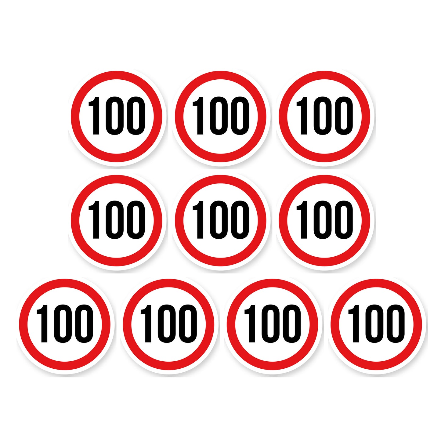 Max snelheid 100 sticker 10 cm | 10 stuks | Weersbestendig vinyl - set van 10 stickers