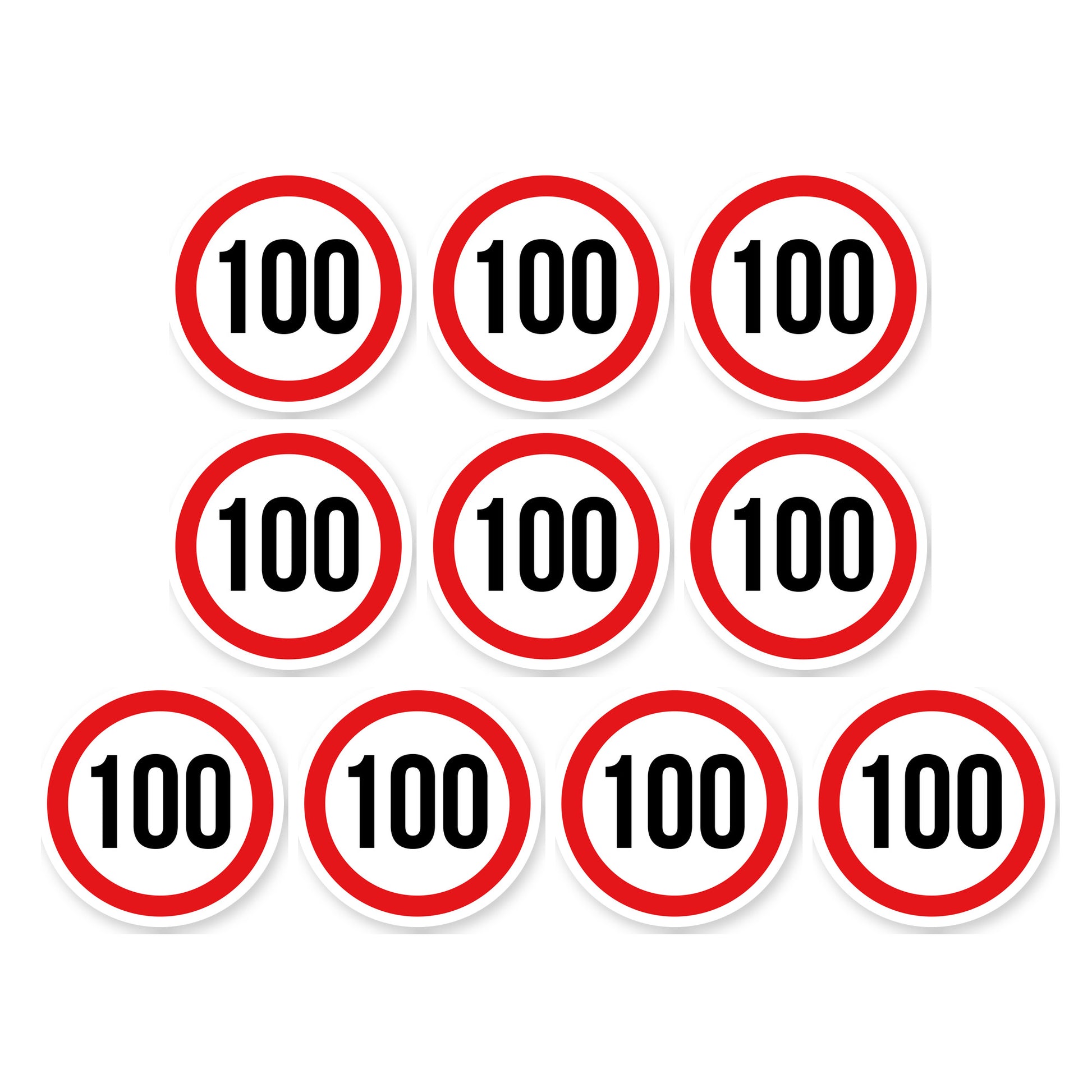 Max snelheid 100 sticker 10 cm | 10 stuks | Weersbestendig vinyl - set van 10 stickers