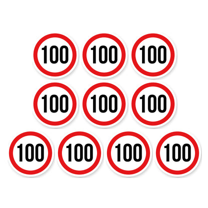 Max snelheid 100 sticker 10 cm | 10 stuks | Weersbestendig vinyl - set van 10 stickers