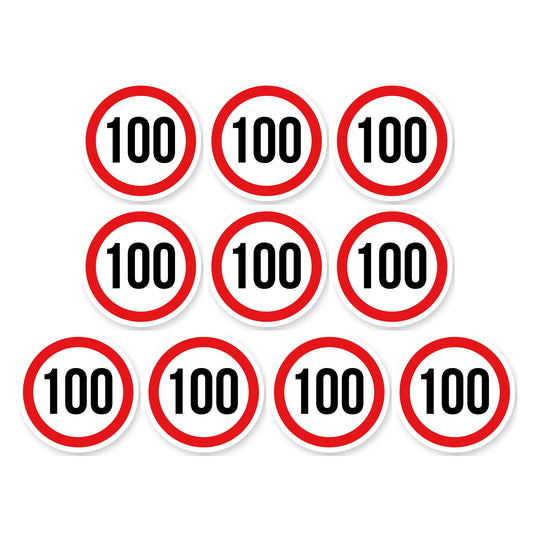 Max snelheid 100 sticker 10 cm | 10 stuks | Weersbestendig vinyl - set van 10 stickers