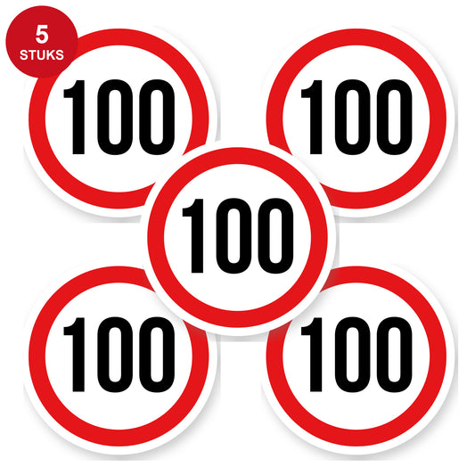 Max snelheid 100 sticker 20 cm | 5 stuks | Weersbestendig vinyl - 5 stuks