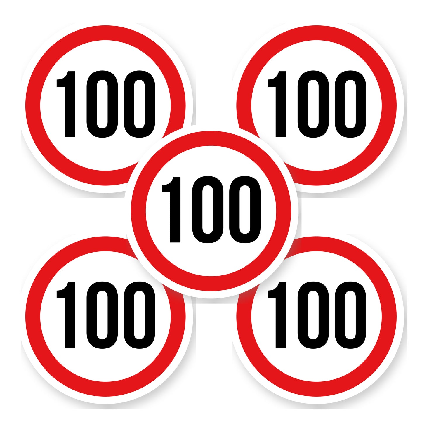 Max snelheid 100 sticker 20 cm | 5 stuks | Weersbestendig vinyl - set van 5 stickers