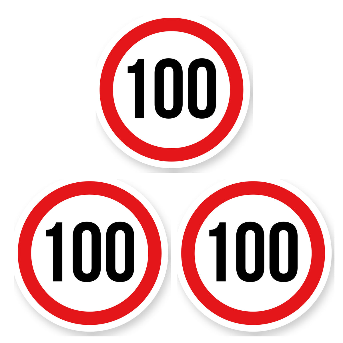 Max snelheid 100 sticker 25 cm | 3 stuks | Weersbestendig vinyl - set van 3 stickers