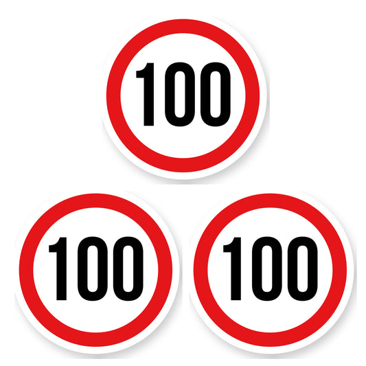 Max snelheid 100 sticker 25 cm | 3 stuks | Weersbestendig vinyl - set van 3 stickers