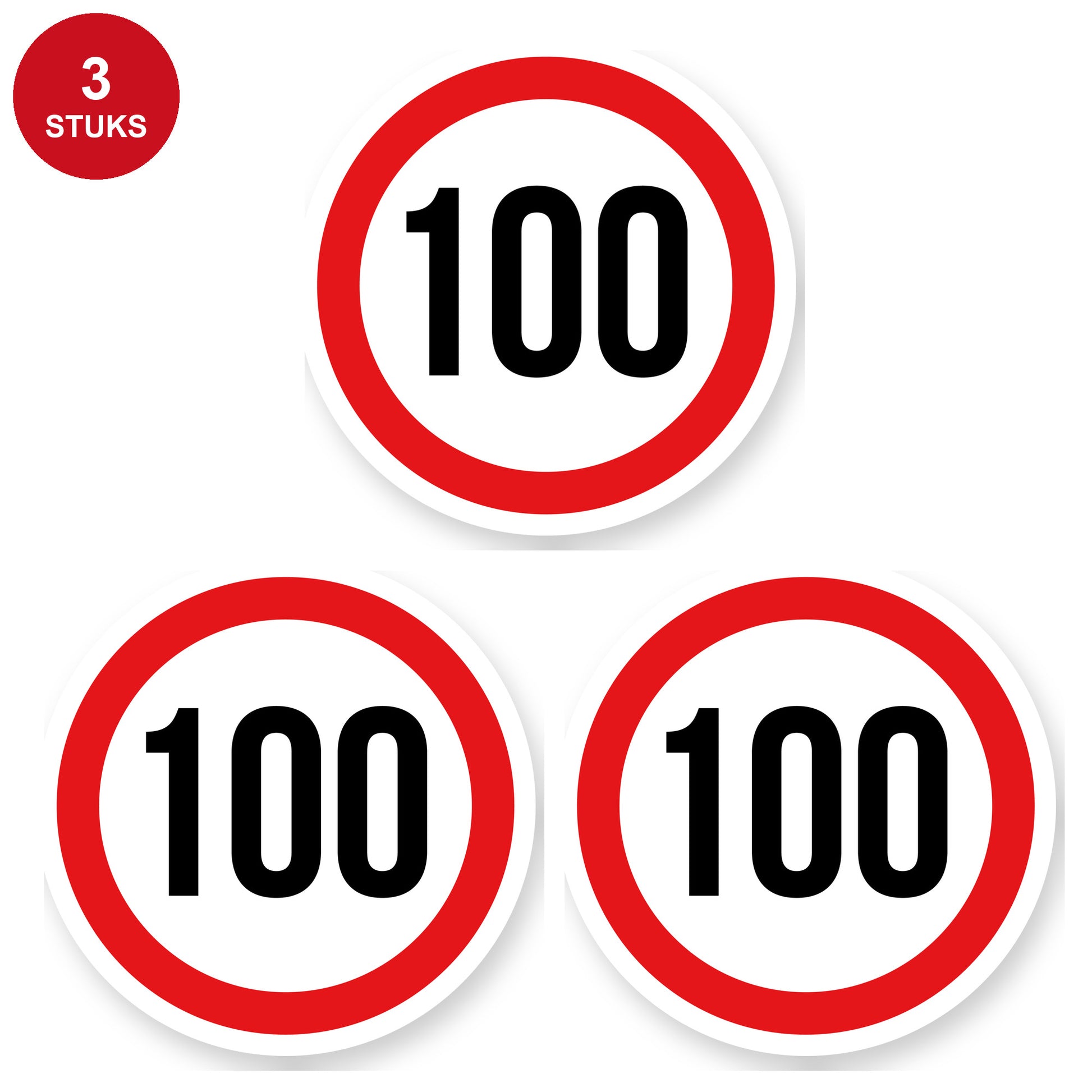 Max snelheid 100 sticker 30 cm | 3 stuks | Weersbestendig vinyl - 3 stuks