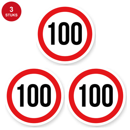 Max snelheid 100 sticker 30 cm | 3 stuks | Weersbestendig vinyl - 3 stuks