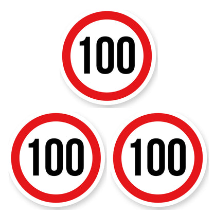 Max snelheid 100 sticker 30 cm | 3 stuks | Weersbestendig vinyl - set van 3 stickers