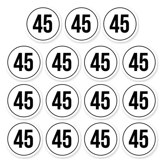 Tempo 45 sticker 5 cm | 15 stuks | Weersbestendig vinyl - set van 15 stickers
