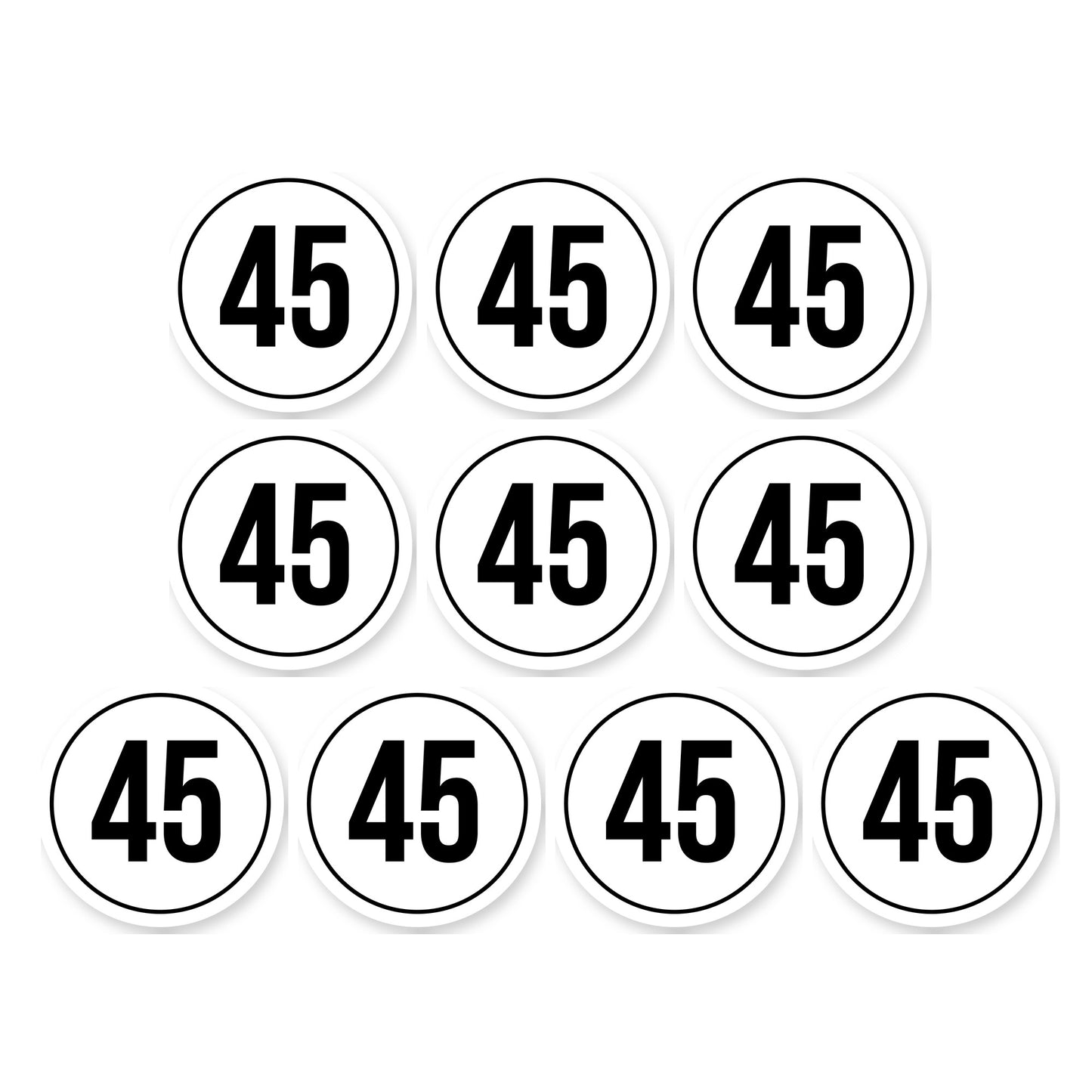 Tempo 45 sticker 10 cm | 10 stuks | Weersbestendig vinyl - set van 10 stickers