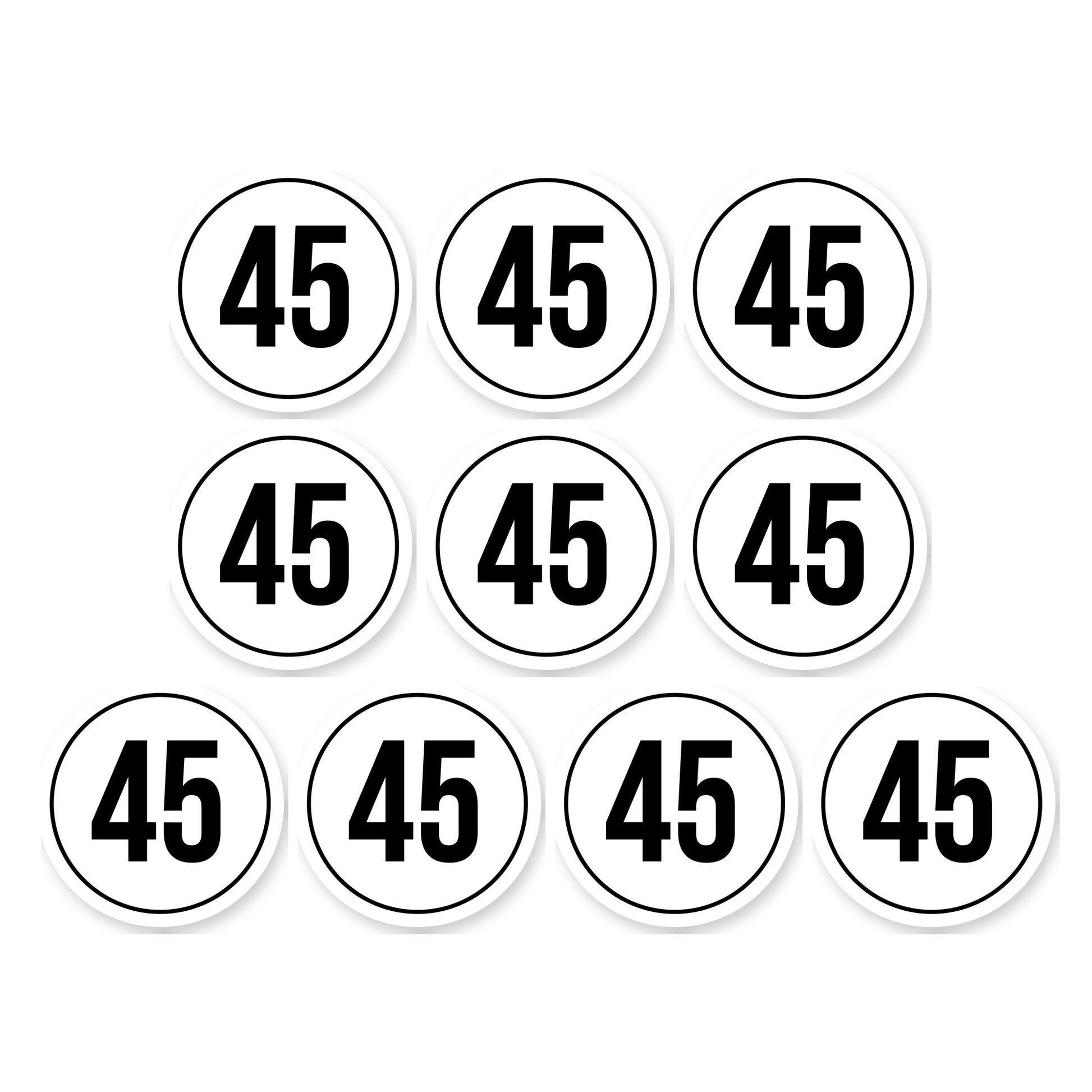 Tempo 45 sticker 10 cm | 10 stuks | Weersbestendig vinyl - set van 10 stickers