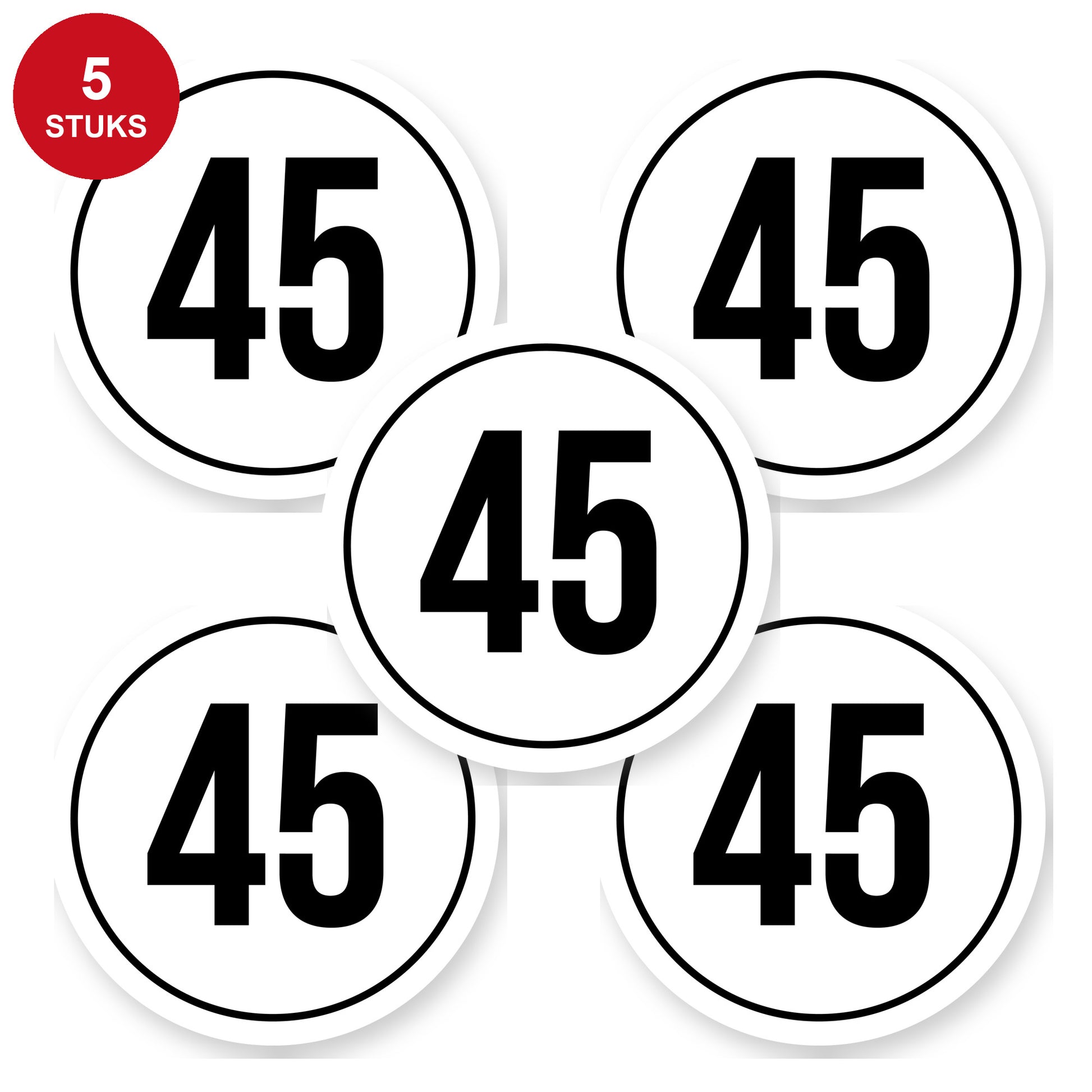 Tempo 45 sticker 20 cm | 5 stuks | Weersbestendig vinyl - 5 stuks